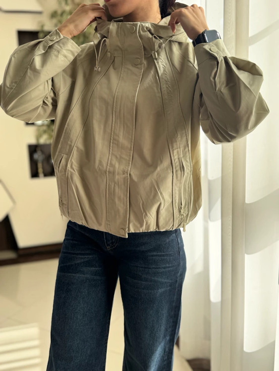 نمای نزدیک پارچه شامپیه بامبر کوتاه رنگ ماچا