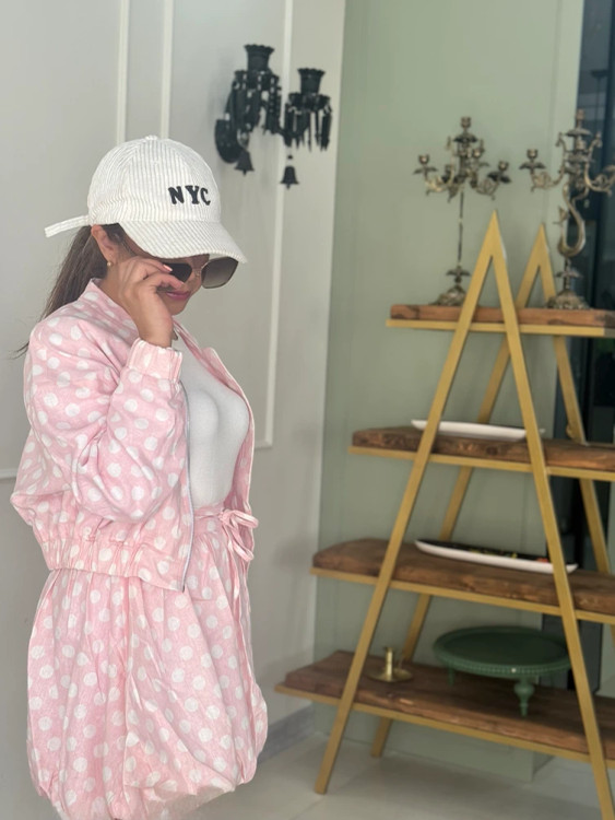 عکس بامبر دامن صورتی خالخالی زنانه ترند ۲۰۲۶ ارزان