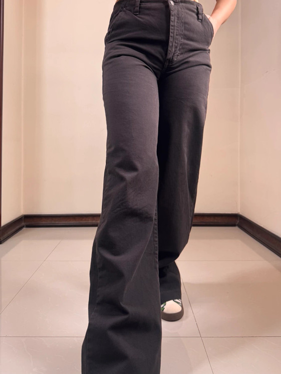 شلوار جین زنانه واید لگ قهوهای مجلسی و شیک