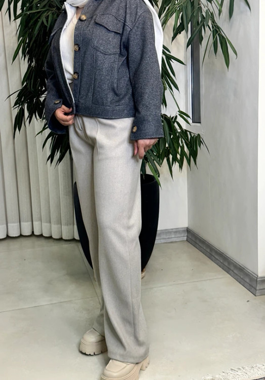 شلوار واید لگ زنانه مدل لوکس و ژورنالی رنگ طوسی