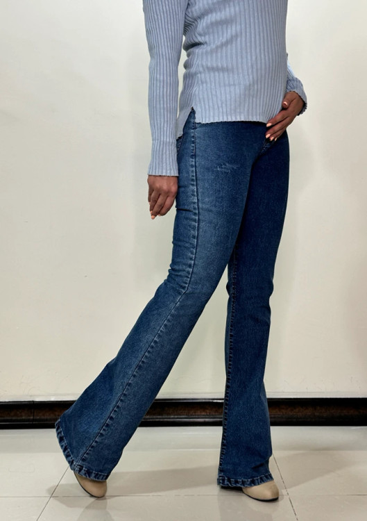 شلوار جین زنانه سرمهای تیره مدل بوتکات