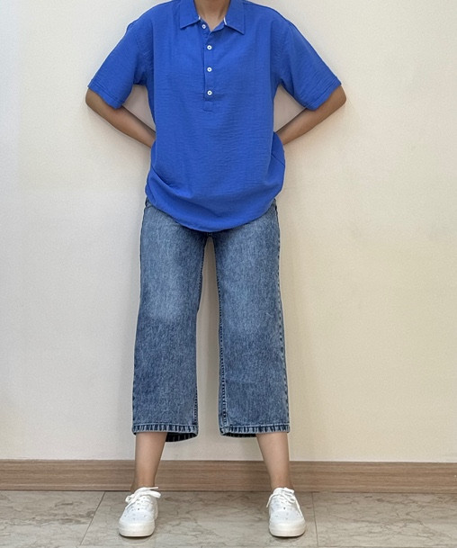 شومیز زنانه آبی کاربنی خنک مناسب فصل تابستان