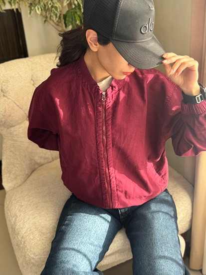 بامبر کوتاه کتان گرمپای مناسب فصل بهار زرشکی