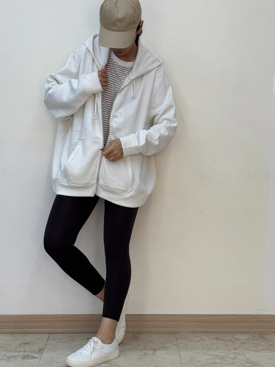 سویشرت سفید اورسایز یونیسکس زیپدار کژوال