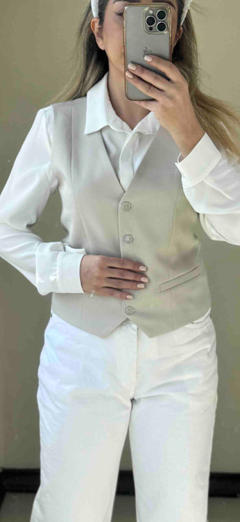 ژیله مجلسی زنانه سایز بزرگ (۳۸-۴۶) به رنگ کرم و مشکی