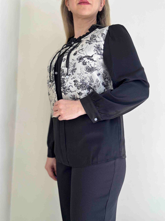 شومیز مجلسی مشکی زنانه سایز m تا xxl