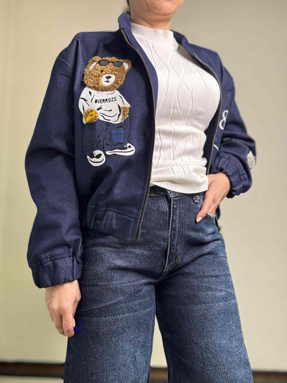 خرید بامبر کت جین طرح تدی زنانه پاییزه و بهاره شیک