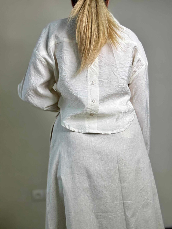 شومیز کراپ دخترانه رنگ کرم مشکی بژ و سبز سج سایز ۳۶-۴۴